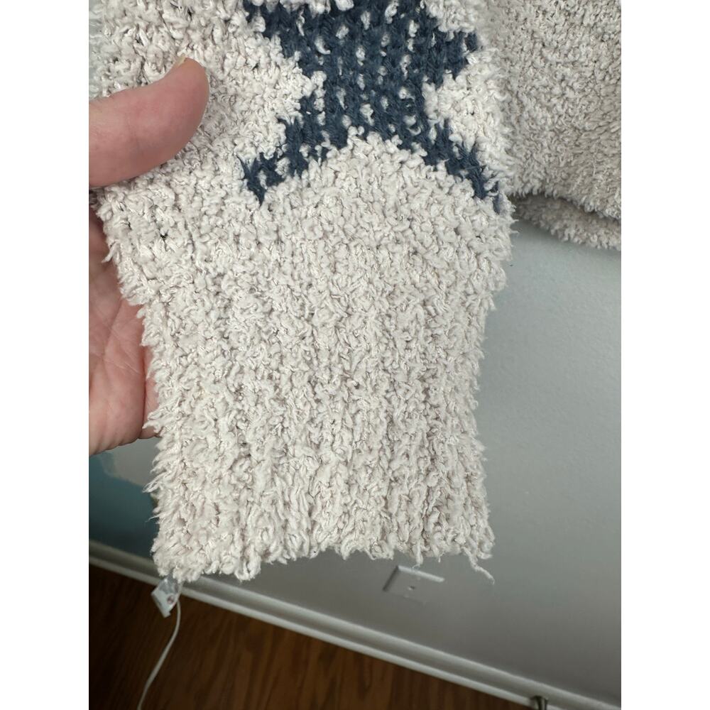 POL Cozy Popcorn Knit Star Sweater Fuzzy Plush Crewneck Pink Navy Size small - Picture 3 of 7